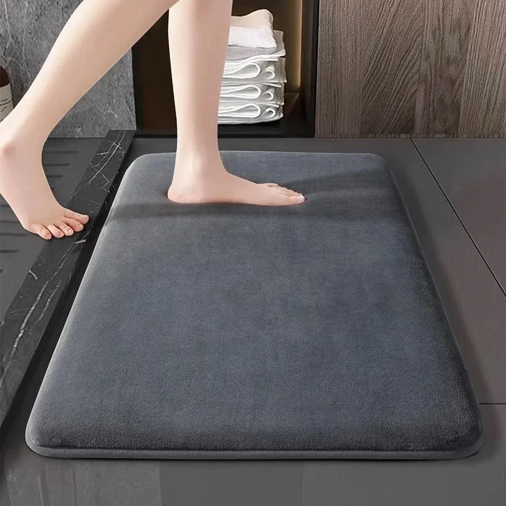 Tapis de bain antidérapant en velours corail super absorbant 3
