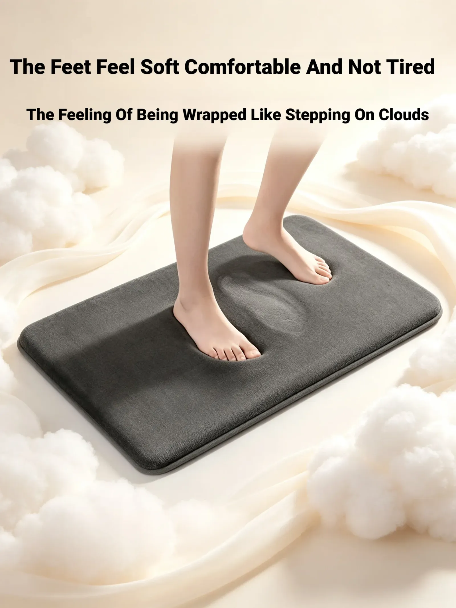 Pieds confortables sur le tapis de bain