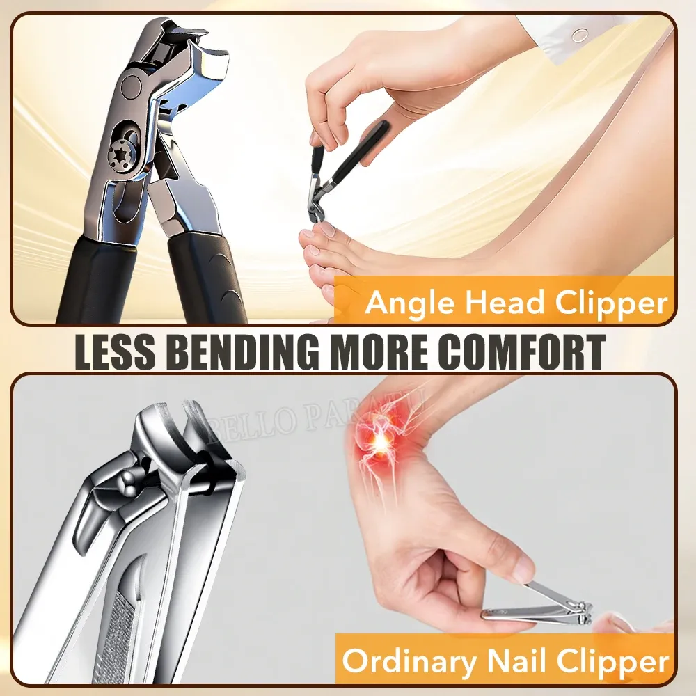 Coupe-ongles robuste à tête inclinée avec récupérateur, ouverture large, pour ongles épais de mains et de pieds 3