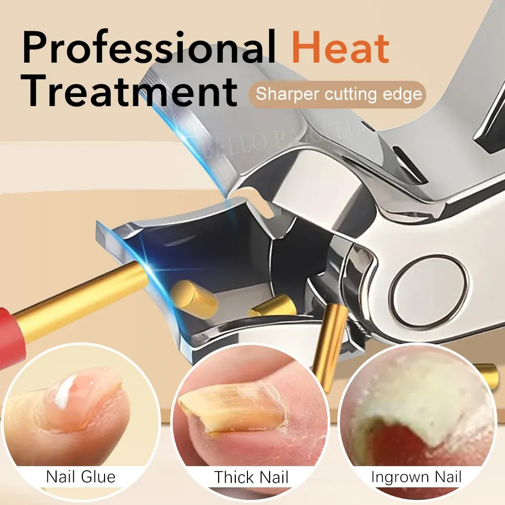 Coupe-ongles robuste à tête inclinée avec récupérateur, ouverture large, pour ongles épais de mains et de pieds 5