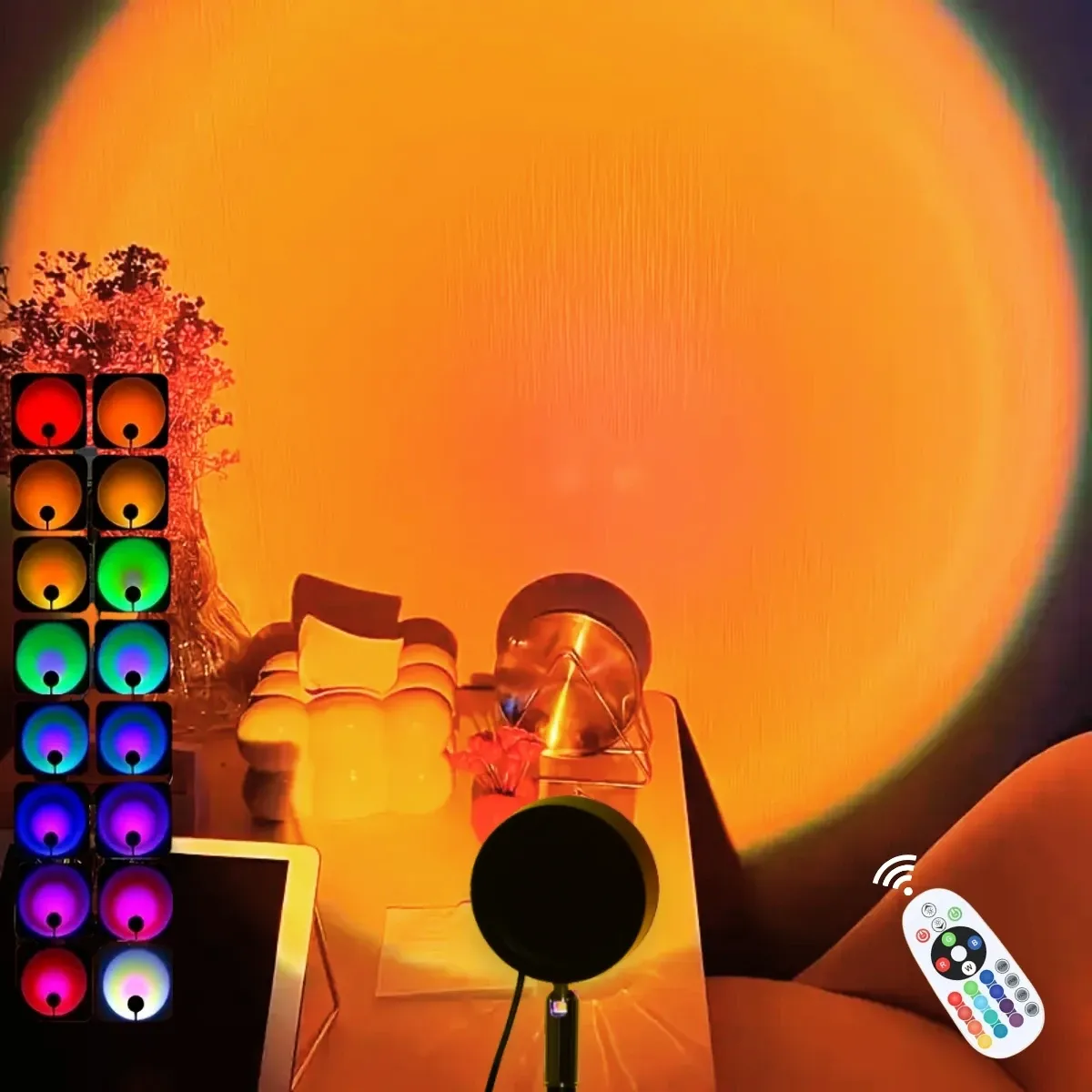 Lampe de projection USB effet coucher de soleil, éclairage d'ambiance relaxant pour chambre et salon 1