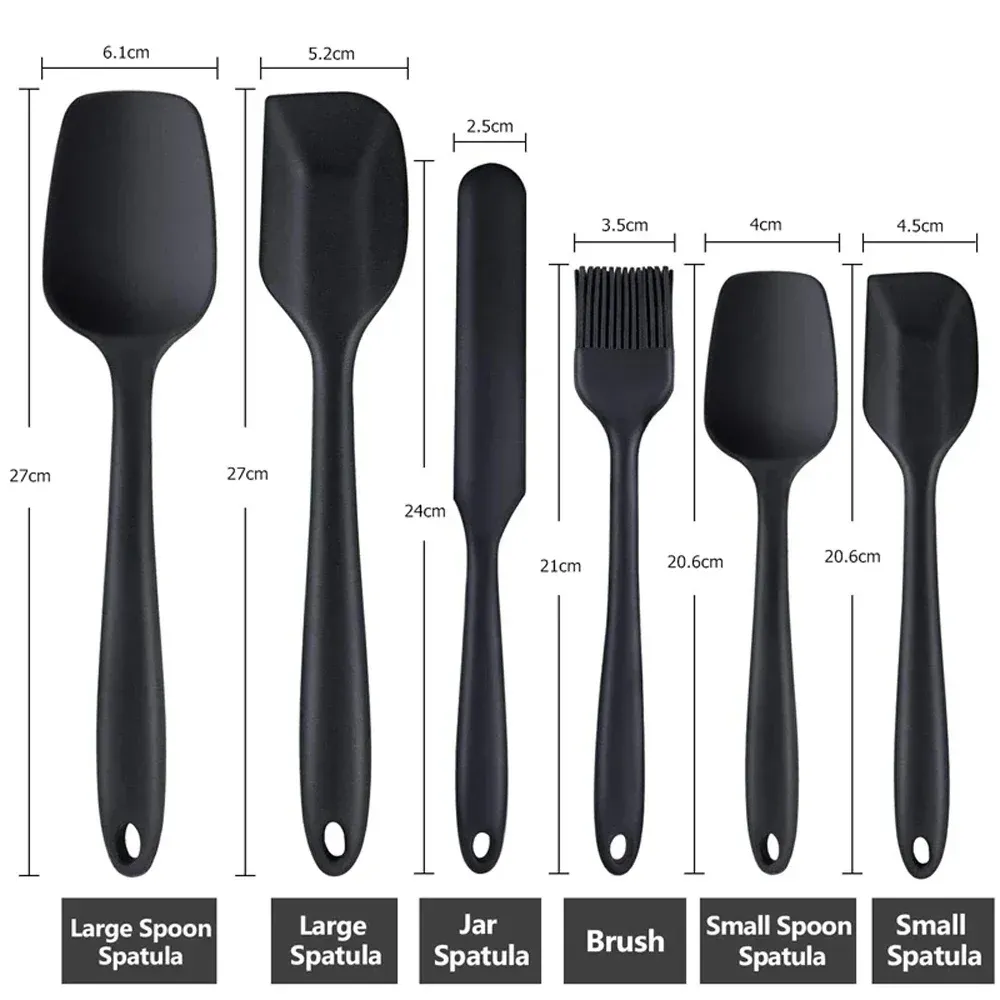 Ensemble de 6 spatules en silicone de qualité alimentaire, antiadhésives et résistantes à la chaleur pour la cuisson - Assad 6