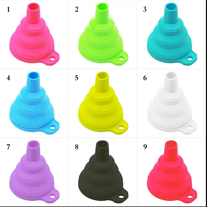 Entonnoirs pliables en silicone portables pour le transfert de carburant, de bière et d'huile, accessoires et outils de cuisine en version mini 3