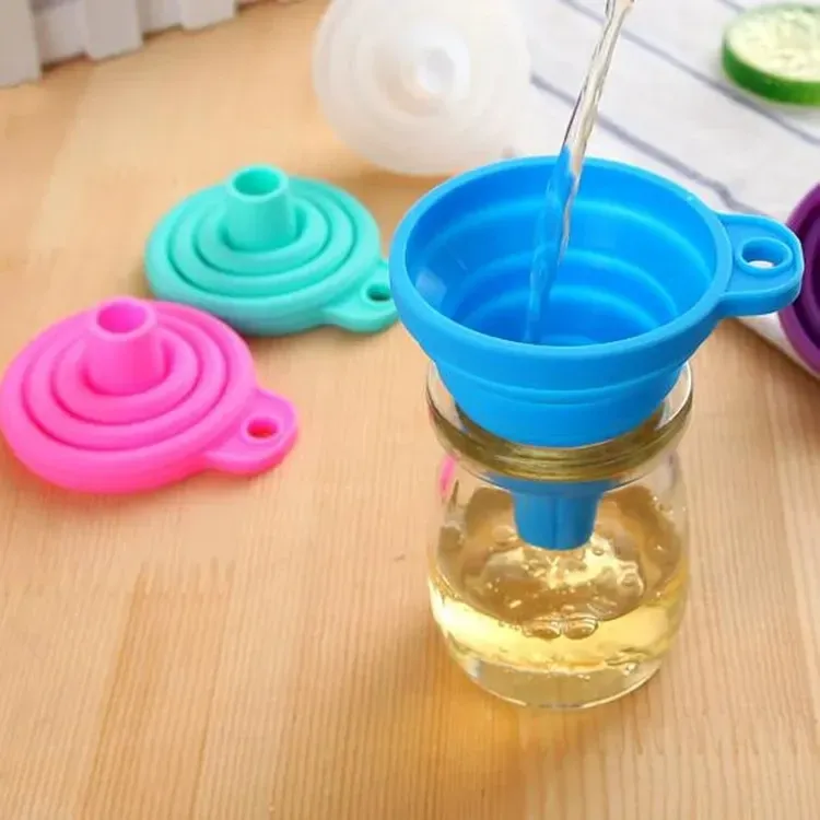 Mini entonnoir pliable en silicone, pliage et déploiement