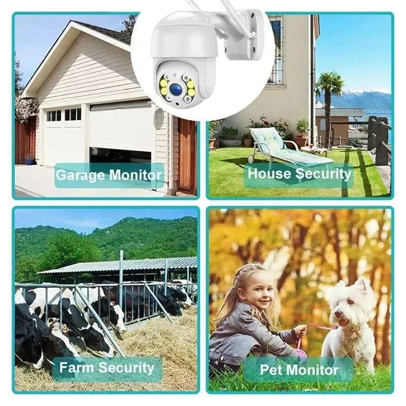 Caméra IP PTZ 4K 8MP à suivi automatique, dôme extérieur sans fil Wi-Fi, maison intelligente, surveillance 6