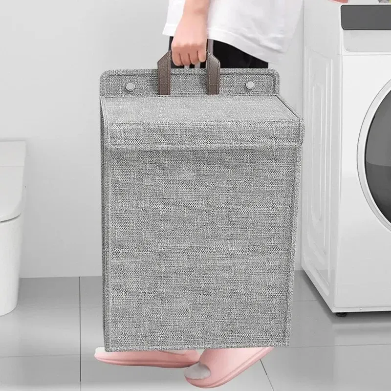 Panier à linge mural adhésif et pliable, multifonction, sans perçage, en maille, 1 pièce 6