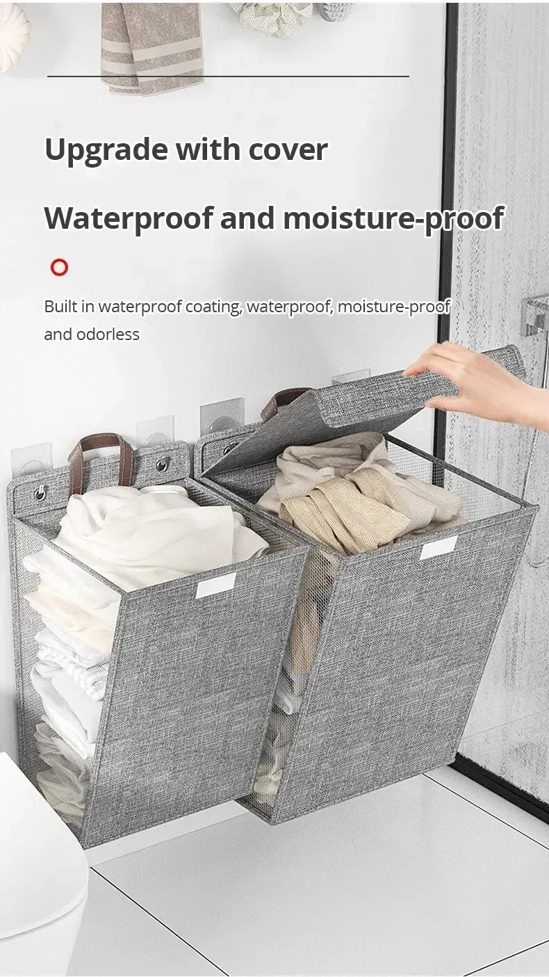 Panier à linge adhésif pliable, usage quotidien