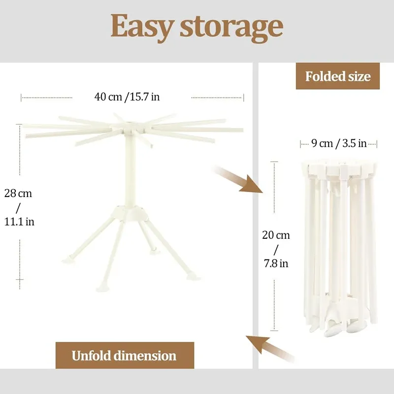 Support de séchage pliable pour pâtes fraîches maison, étendoir à nouilles à 10 barres, JT583 2
