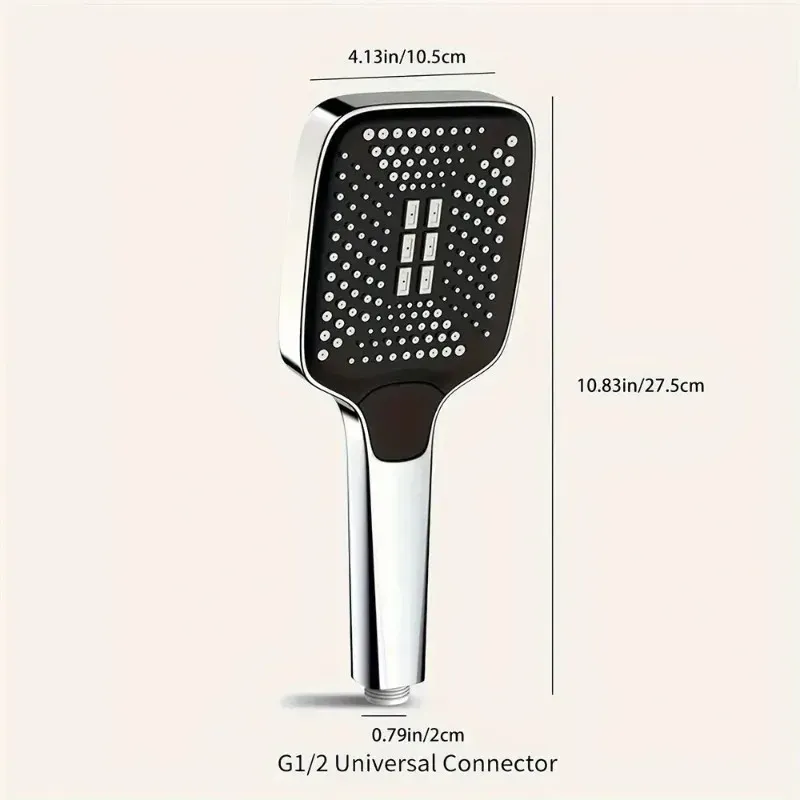 Pommeau de Douche Réglable 3 Modes Haute Pression, Grand Débit, Économie d'Eau, Effet Pluie 6