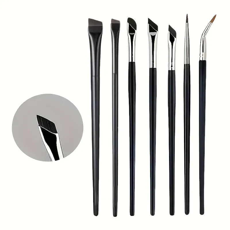 Ensemble de 7 pinceaux de maquillage de précision pour eyeliner et sourcils, avec pinceaux ultra-fins pour sourcils et paupières inférieures - Image 1
