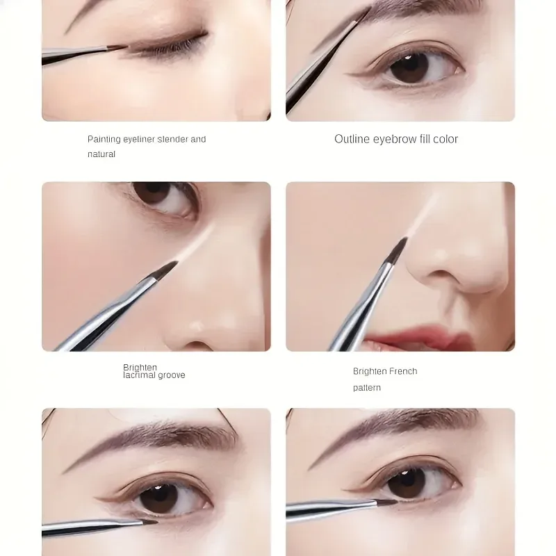 Ensemble de 7 pinceaux de maquillage de précision pour eyeliner et sourcils, avec pinceaux ultra-fins pour sourcils et paupières inférieures 3