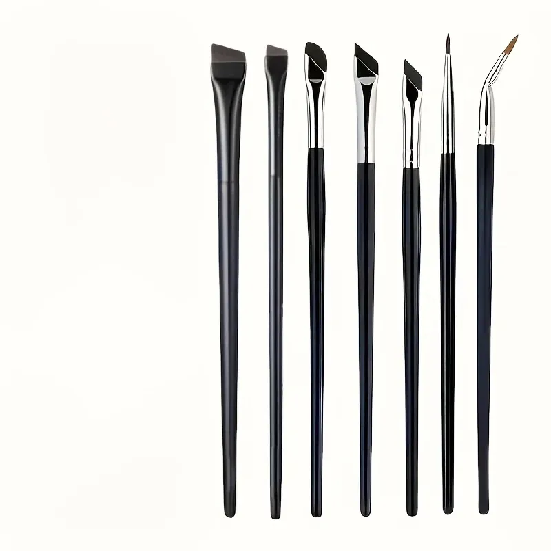Ensemble de 7 pinceaux de maquillage de précision pour eyeliner et sourcils, avec pinceaux ultra-fins pour sourcils et paupières inférieures 7