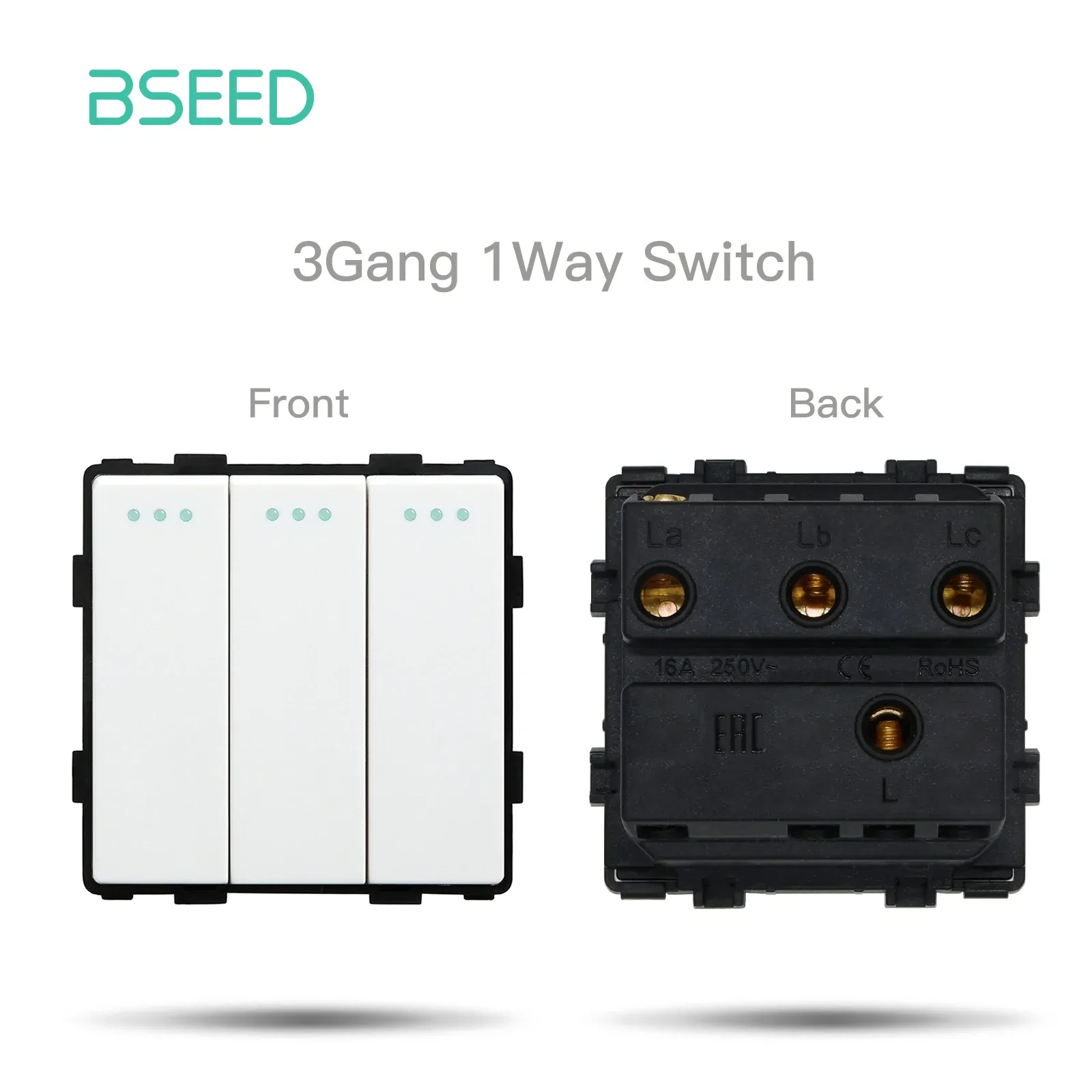 BSEED – Interrupteur à bouton-poussoir standard UE avec cadre en verre et prises HDMI, USB, TV, Internet et USB-C 12