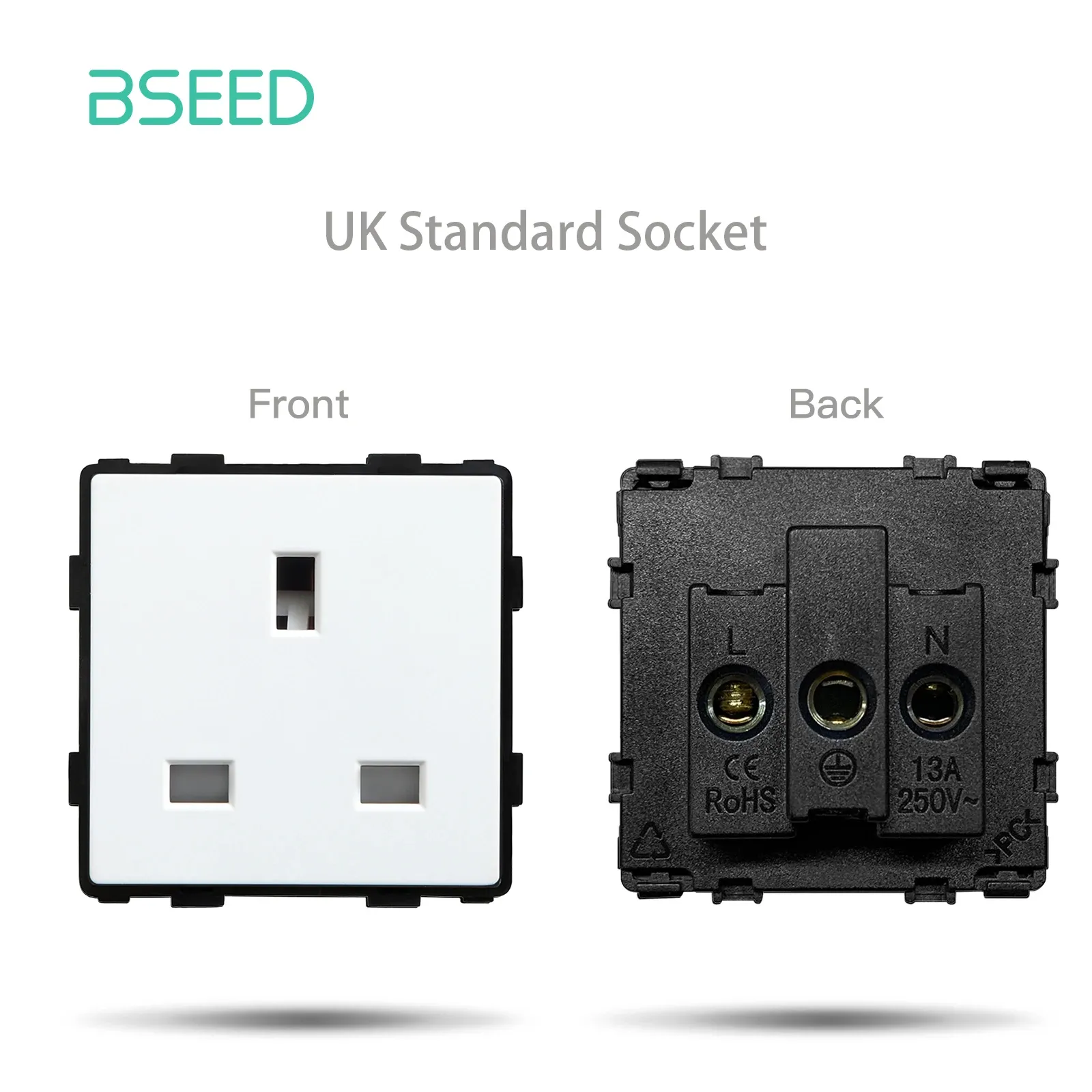 BSEED – Interrupteur à bouton-poussoir standard UE avec cadre en verre et prises HDMI, USB, TV, Internet et USB-C 13