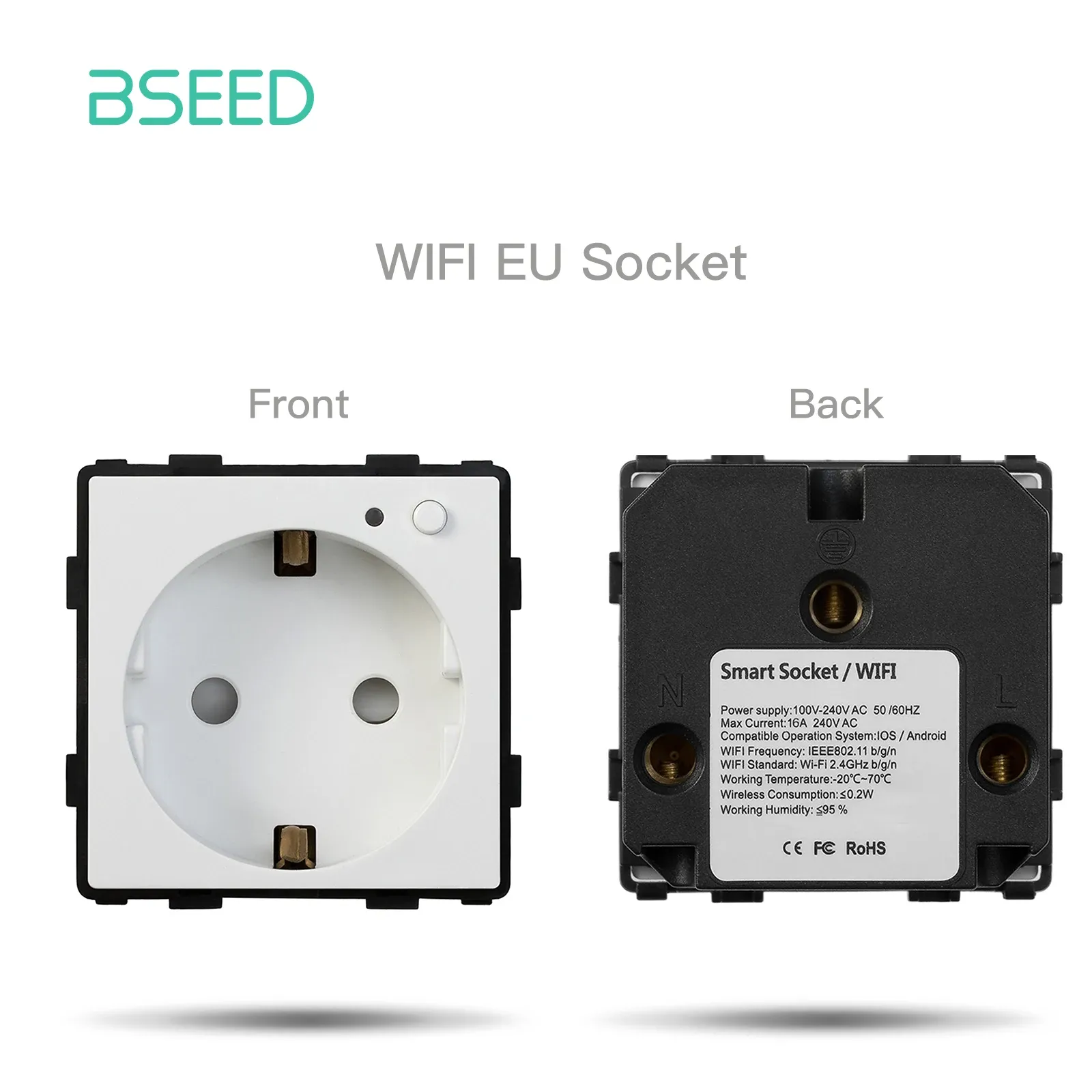 BSEED – Interrupteur à bouton-poussoir standard UE avec cadre en verre et prises HDMI, USB, TV, Internet et USB-C 23