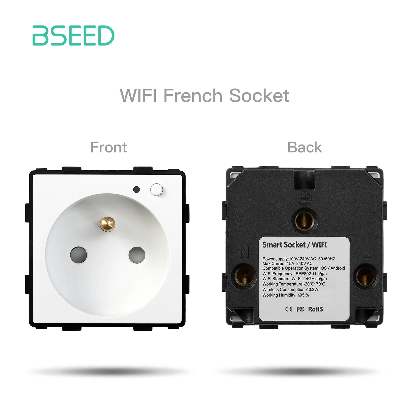 BSEED – Interrupteur à bouton-poussoir standard UE avec cadre en verre et prises HDMI, USB, TV, Internet et USB-C 26
