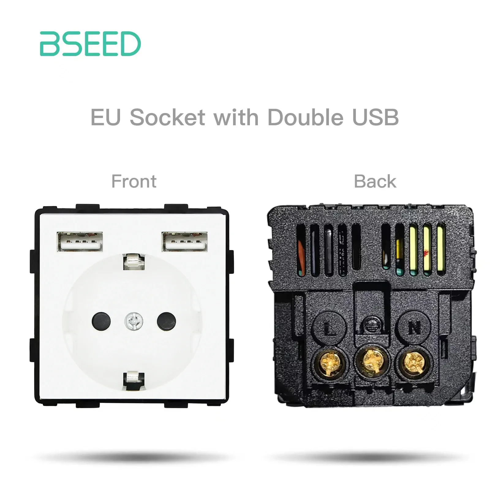 BSEED – Interrupteur à bouton-poussoir standard UE avec cadre en verre et prises HDMI, USB, TV, Internet et USB-C 19