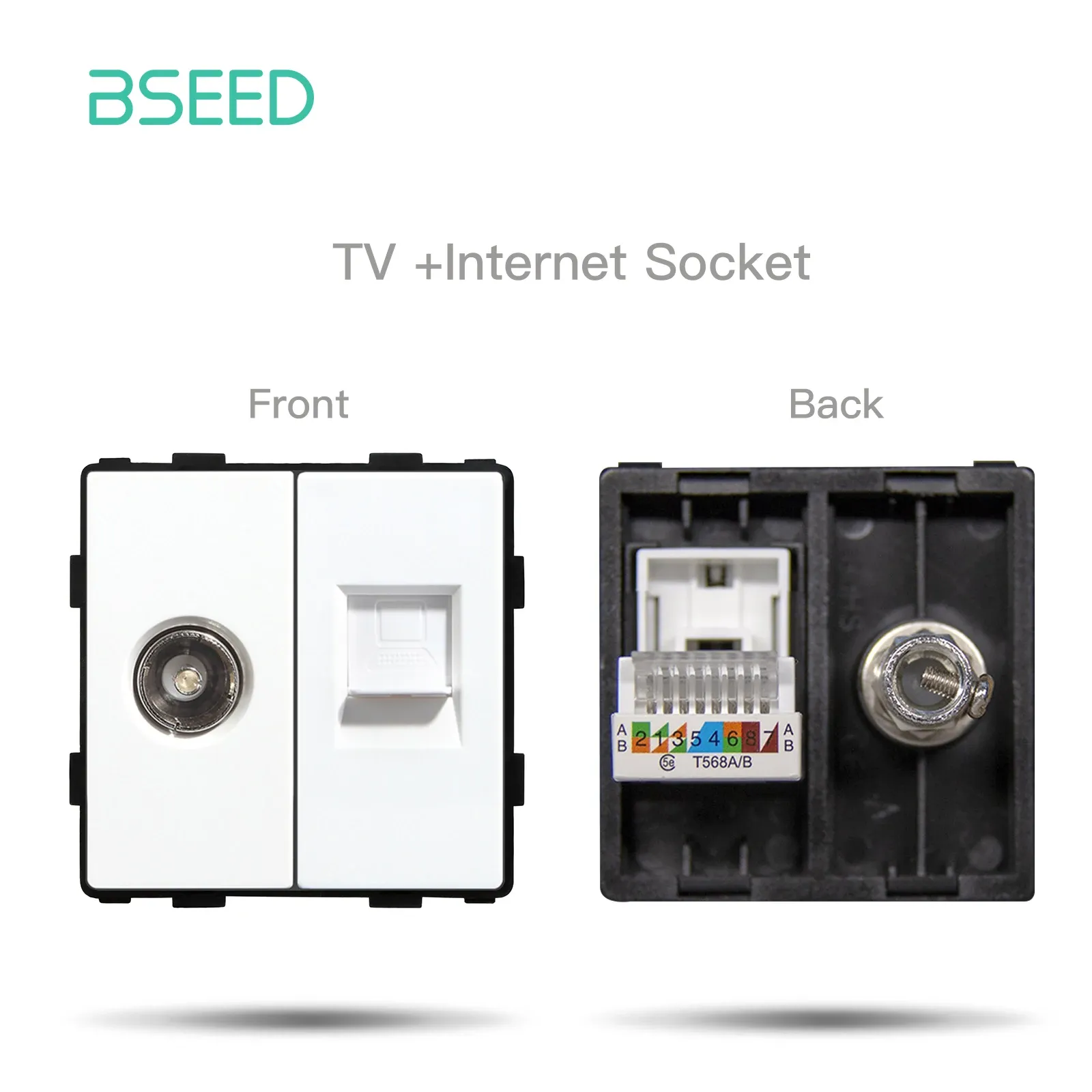 BSEED – Interrupteur à bouton-poussoir standard UE avec cadre en verre et prises HDMI, USB, TV, Internet et USB-C 22
