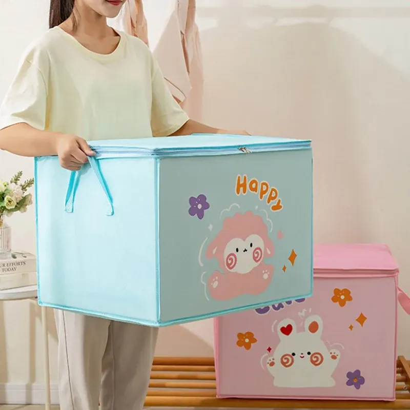 Boîte de rangement pliable en forme de cube en tissu, bac à jouets pour enfant à motifs d'animaux de dessin animé 5