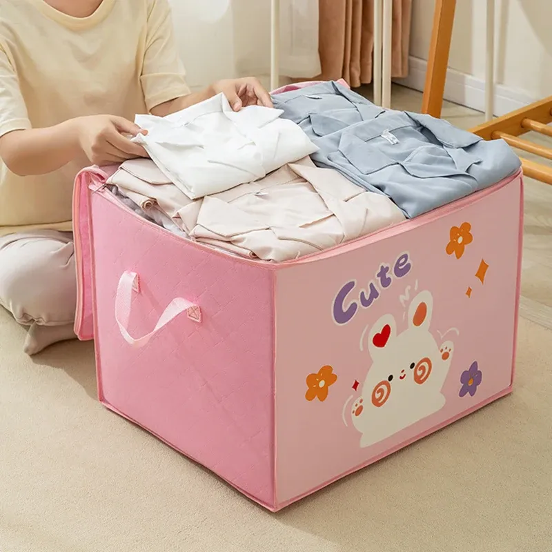 Boîte de rangement pliable en forme de cube en tissu, bac à jouets pour enfant à motifs d'animaux de dessin animé 6