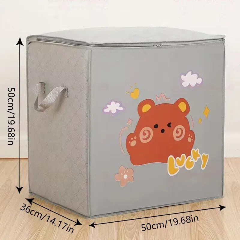 Boîte de rangement pliable en forme de cube en tissu, bac à jouets pour enfant à motifs d'animaux de dessin animé 7