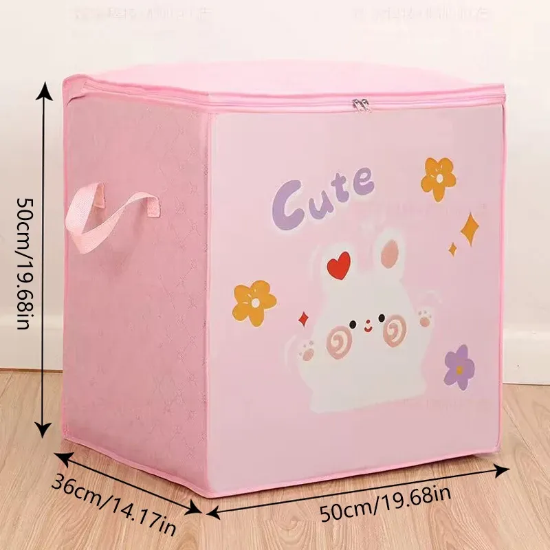 Boîte de rangement pliable en forme de cube en tissu, bac à jouets pour enfant à motifs d'animaux de dessin animé 15