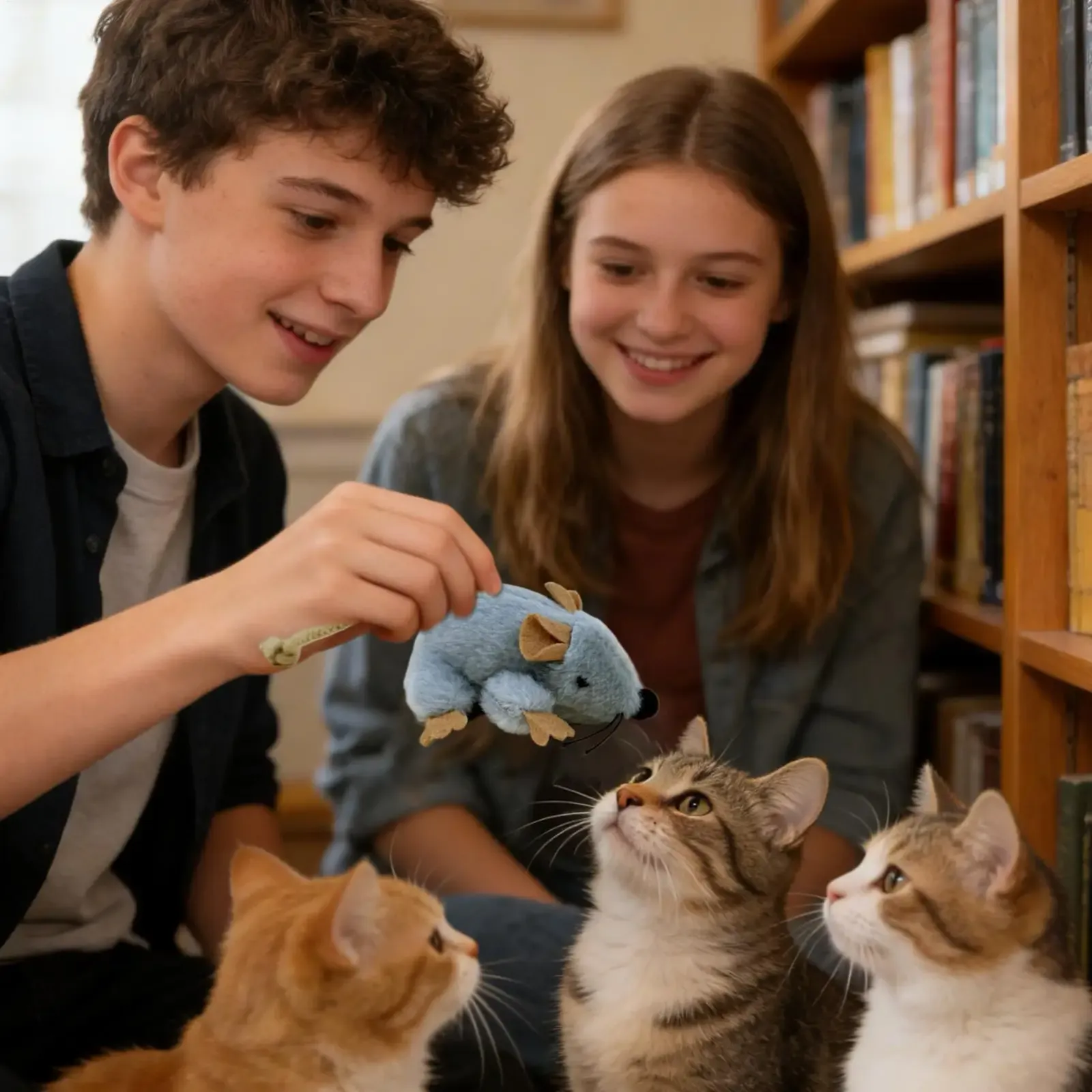 Souris en peluche interactive pour chat, vue de détail