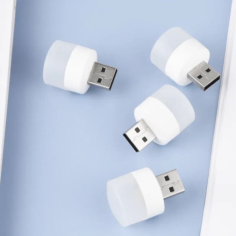 Petite lampe de lecture LED à prise USB, protection des yeux, veilleuse ronde 5