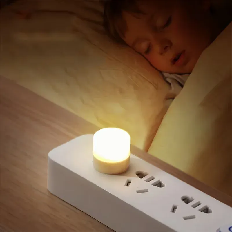 Petite lampe de lecture LED à prise USB, protection des yeux, veilleuse ronde 7