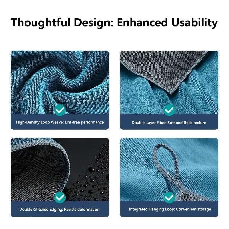 Serviette de nettoyage en microfibre épaisse et douce pour carrosserie, double couche 3