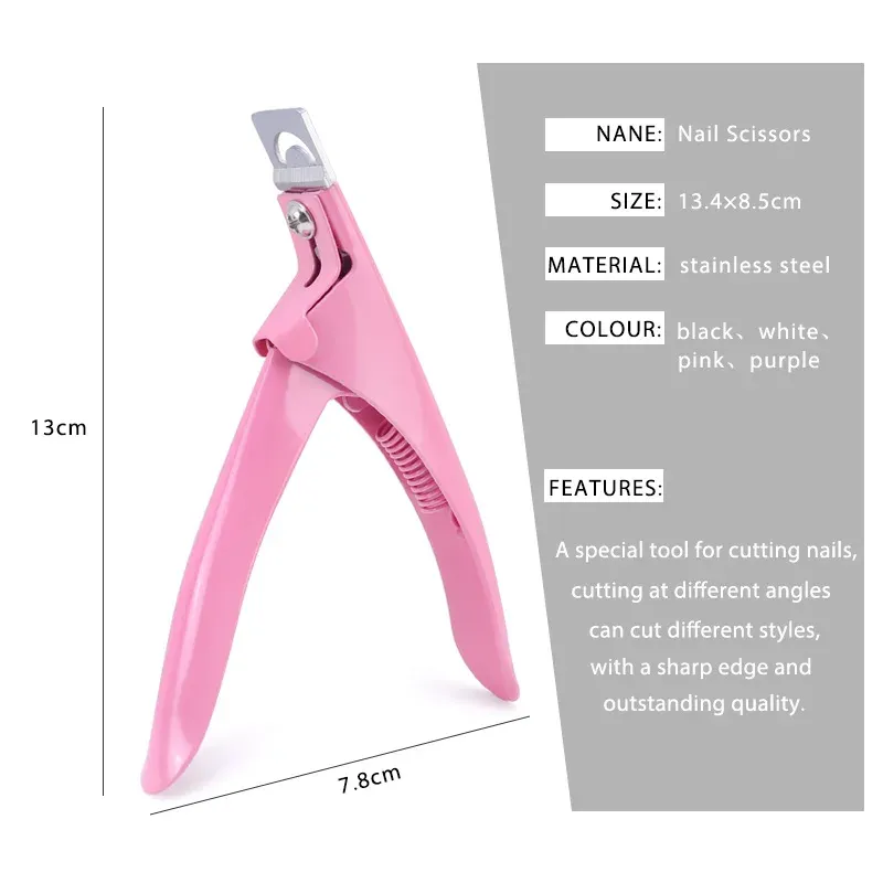 Coupe-ongles professionnel en acier inoxydable de type U, avec coupe-bordure pour ongles acryliques 6