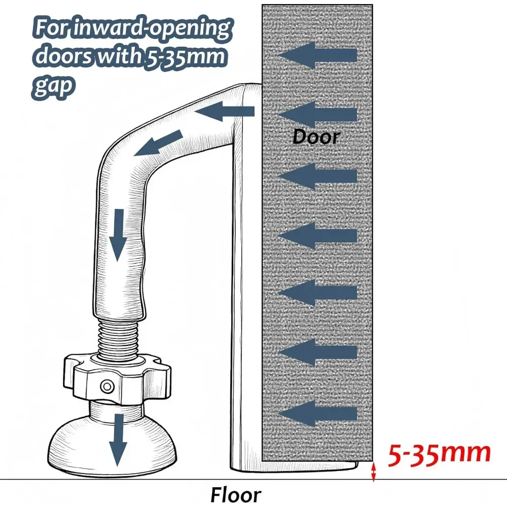 Butoir de porte portable en métal robuste pour voyage, sans perçage, antivol pour hôtel, appartement et maison 5