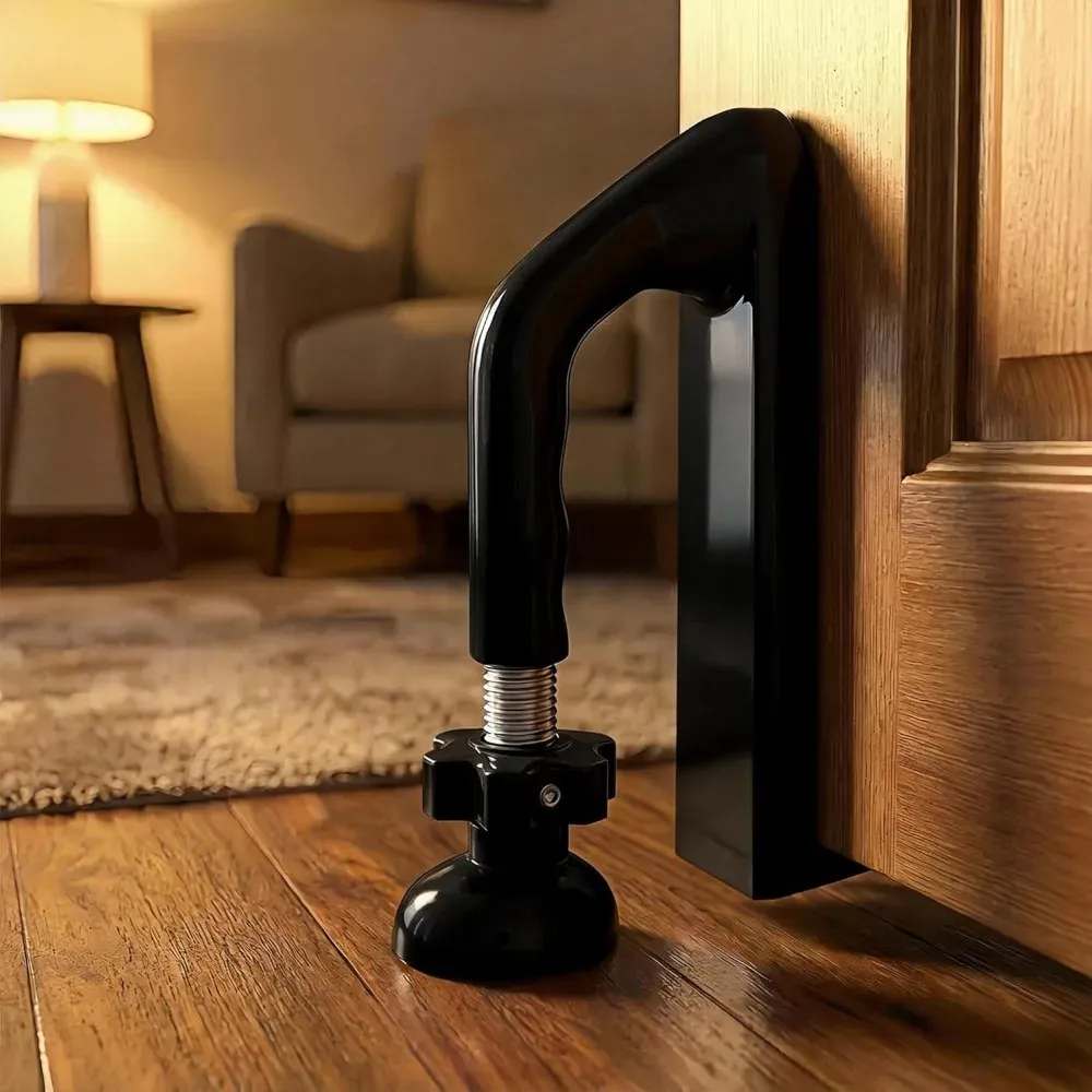 Butoir de porte portable en métal robuste pour voyage, sans perçage, antivol pour hôtel, appartement et maison 4