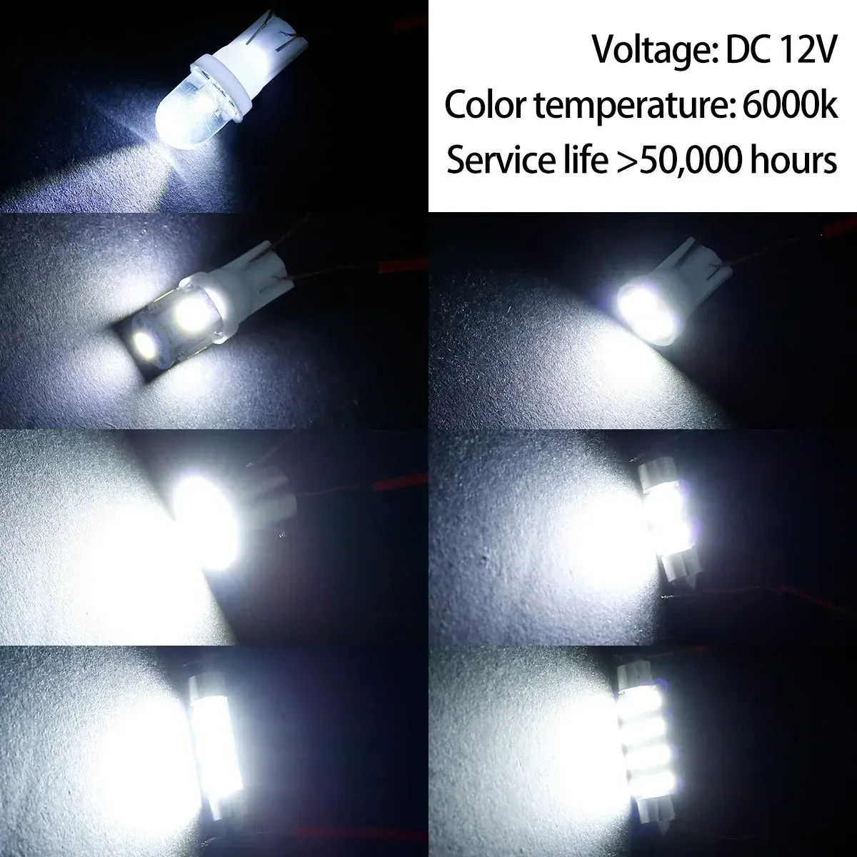 Lot de 42 ampoules LED T10 SMD 6000K pour habitacle de voiture, blanc xénon, remplacement de plaque d'immatriculation et éclairage de lecture 4