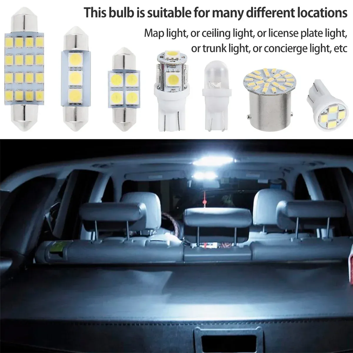 Ampoules LED T10 pour plaque d'immatriculation et plafonnier