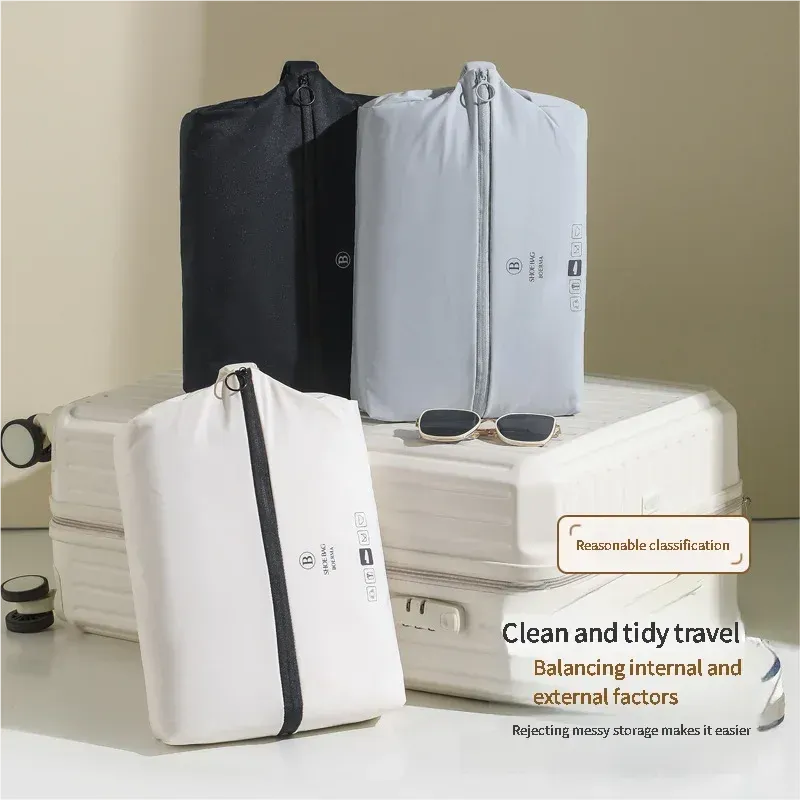 Sac de rangement portable pour chaussures de voyage, étanche, avec fermeture éclair