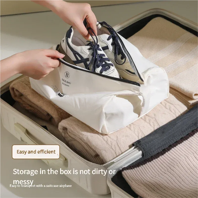 Sac de rangement portable pour chaussures de voyage, étanche, avec fermeture éclair 2
