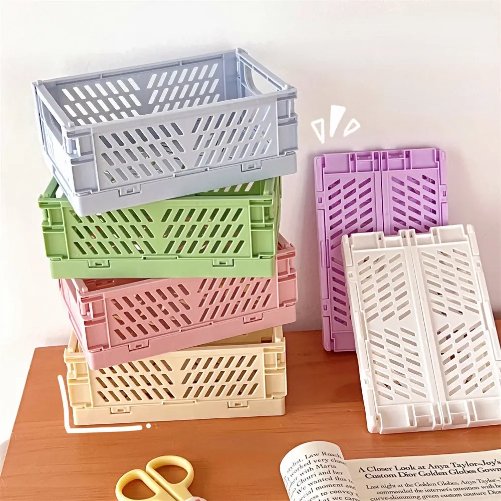 Mini boîte de rangement pliable pour bureau, étagère de papeterie pour étudiants, panier de rangement pour articles divers et cosmétiques