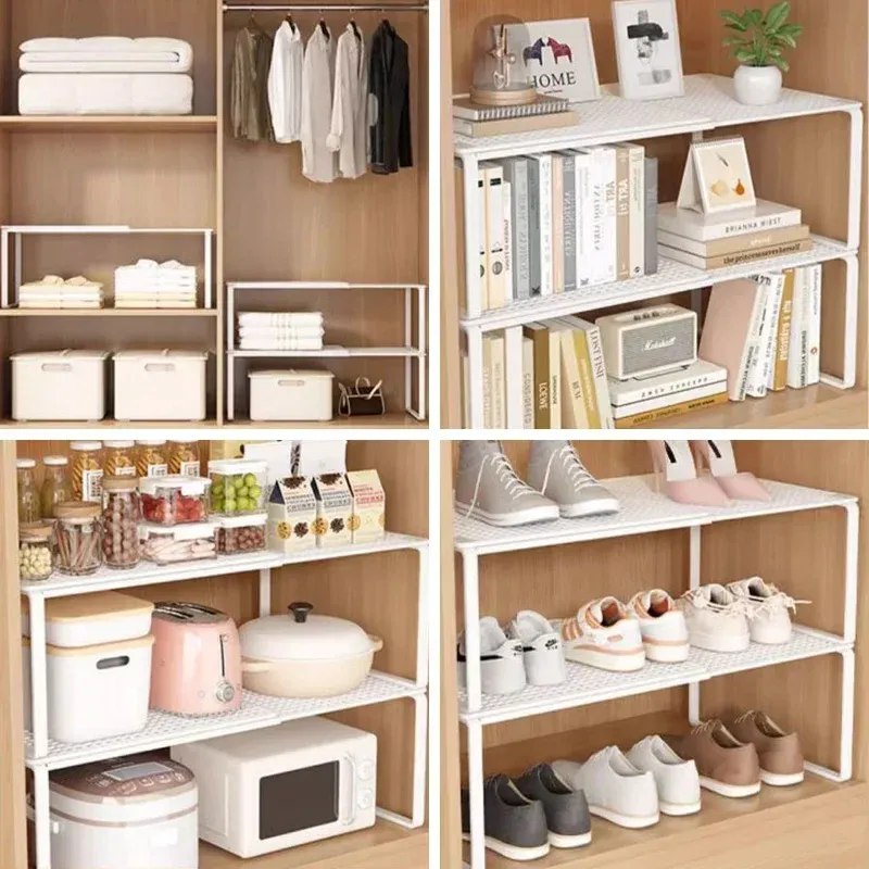 Étagère de placard télescopique empilable, séparateur de garde-robe rétractable, organisateur à compartiments réglables 2