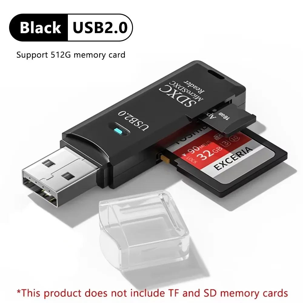 Lecteur de cartes USB 3.0/2.0 2-en-1 compatible cartes SD et TF pour ordinateur, tablette, appareil photo, ordinateur portable et voiture 2