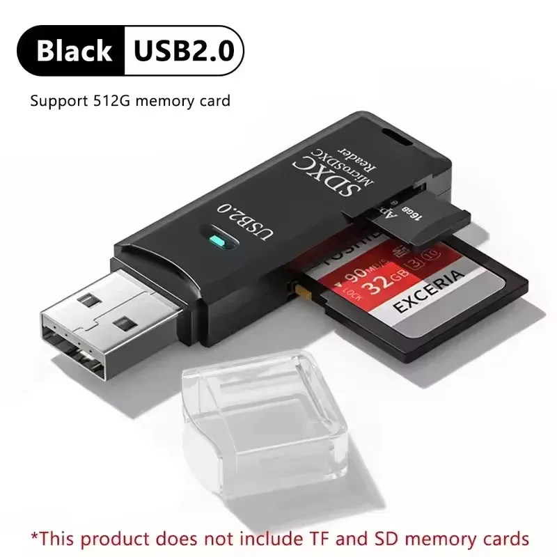 Lecteur de cartes USB 3.0/2.0 2-en-1 compatible cartes SD et TF pour ordinateur, tablette, appareil photo, ordinateur portable et voiture 25