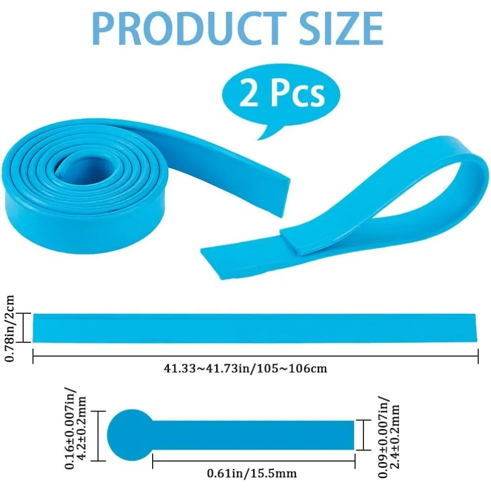 Lot de 2 lames de rechange en caoutchouc bleues pour raclette de piscine, 41 pouces 2
