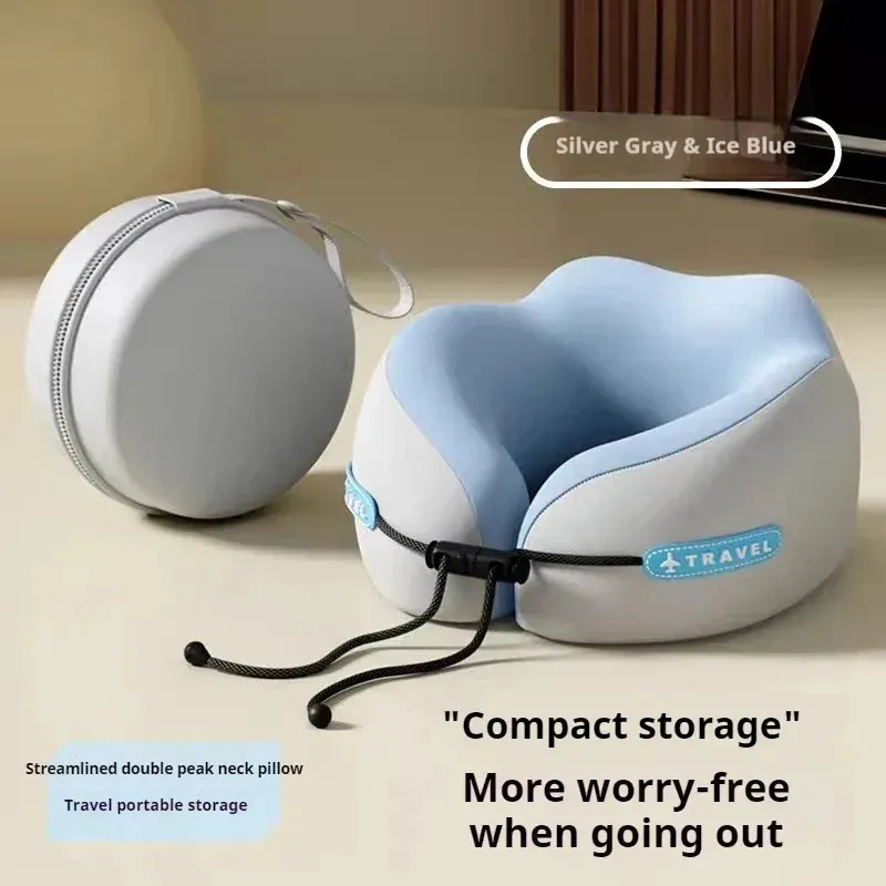 Oreiller cervical en mousse à mémoire de forme en forme de U, pour voyage en avion ou au bureau 2