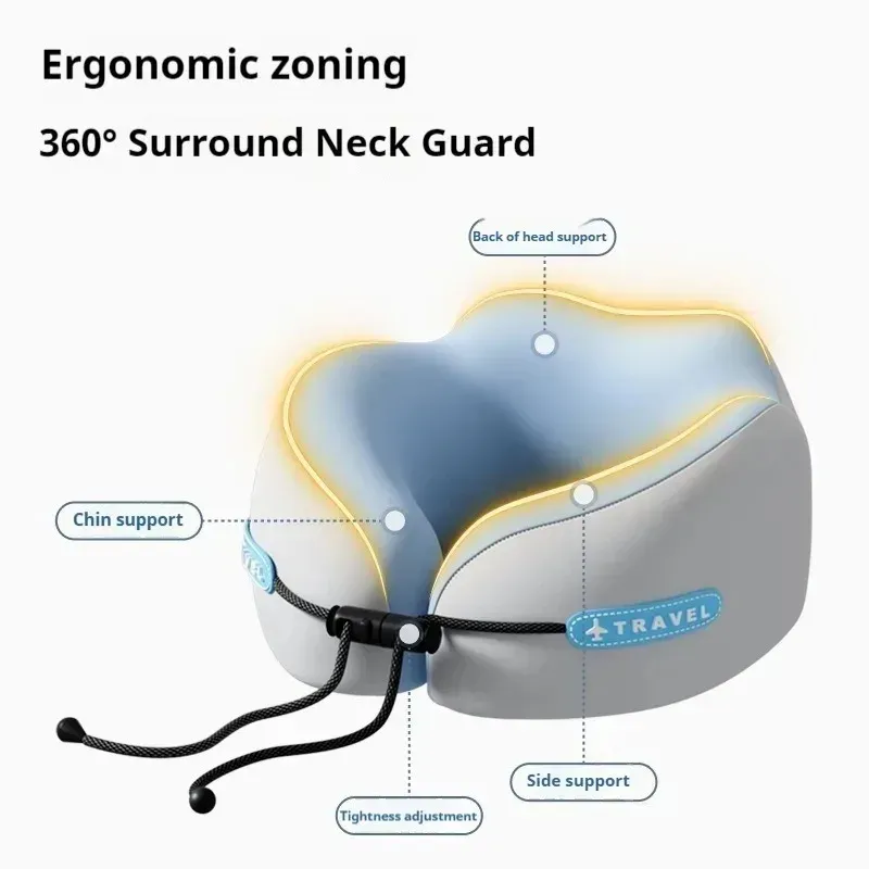 Oreiller cervical en mousse à mémoire de forme en forme de U, pour voyage en avion ou au bureau 4