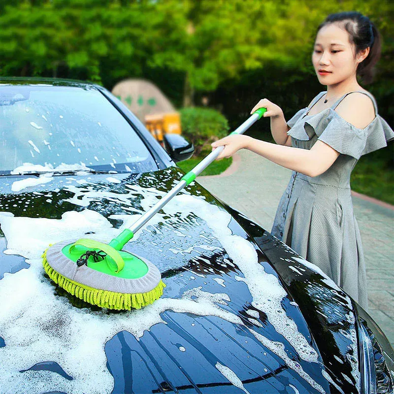 Brosse de nettoyage automobile réglable, extra absorbante, télescopique à long manche, accessoires automobiles 2