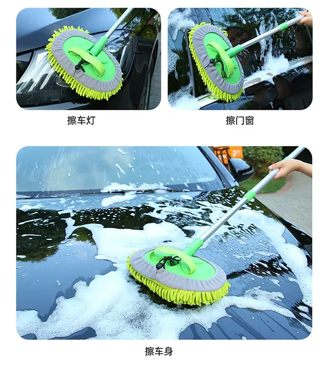 Brosse de nettoyage automobile en situation d'utilisation