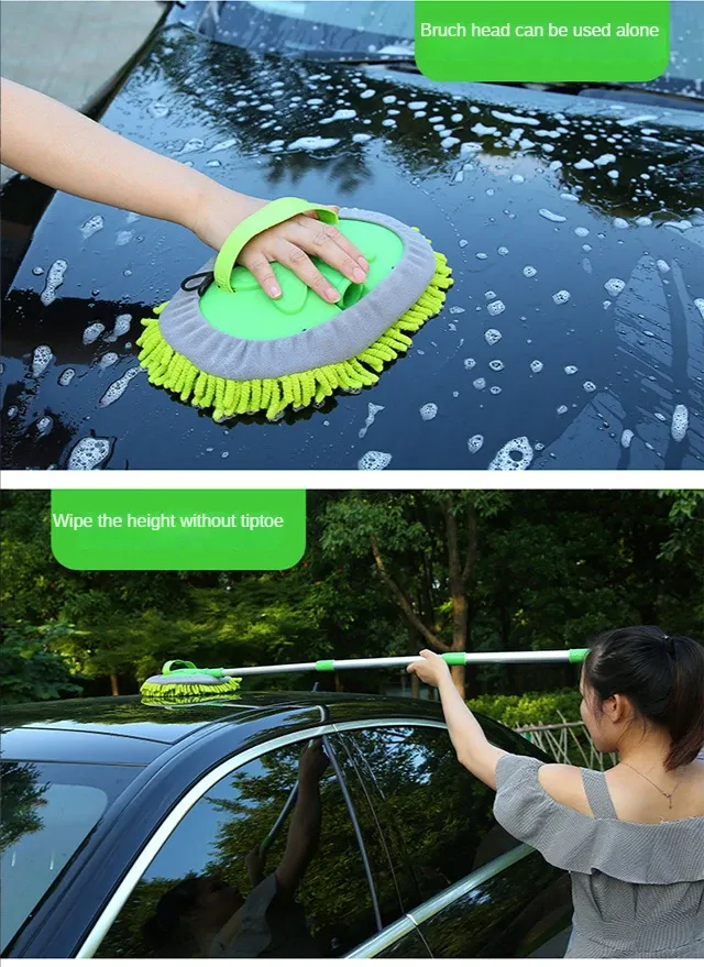 Brosse de lavage en microfibre utilisée sur la carrosserie d'un véhicule