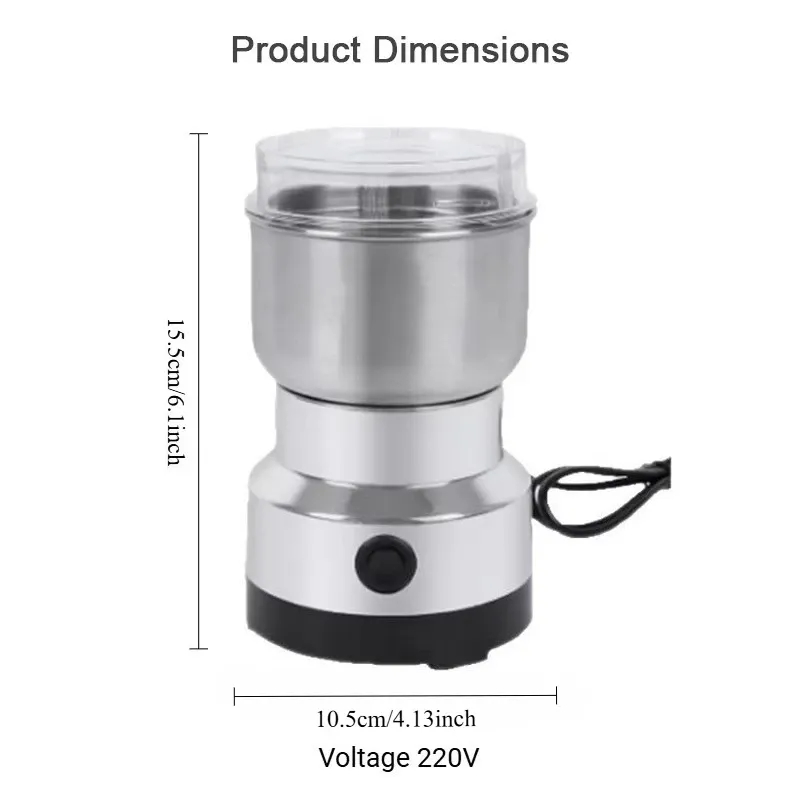 Moulin électrique multifonction à 4 lames en acier inoxydable pour café, noix, graines, épices et céréales 6