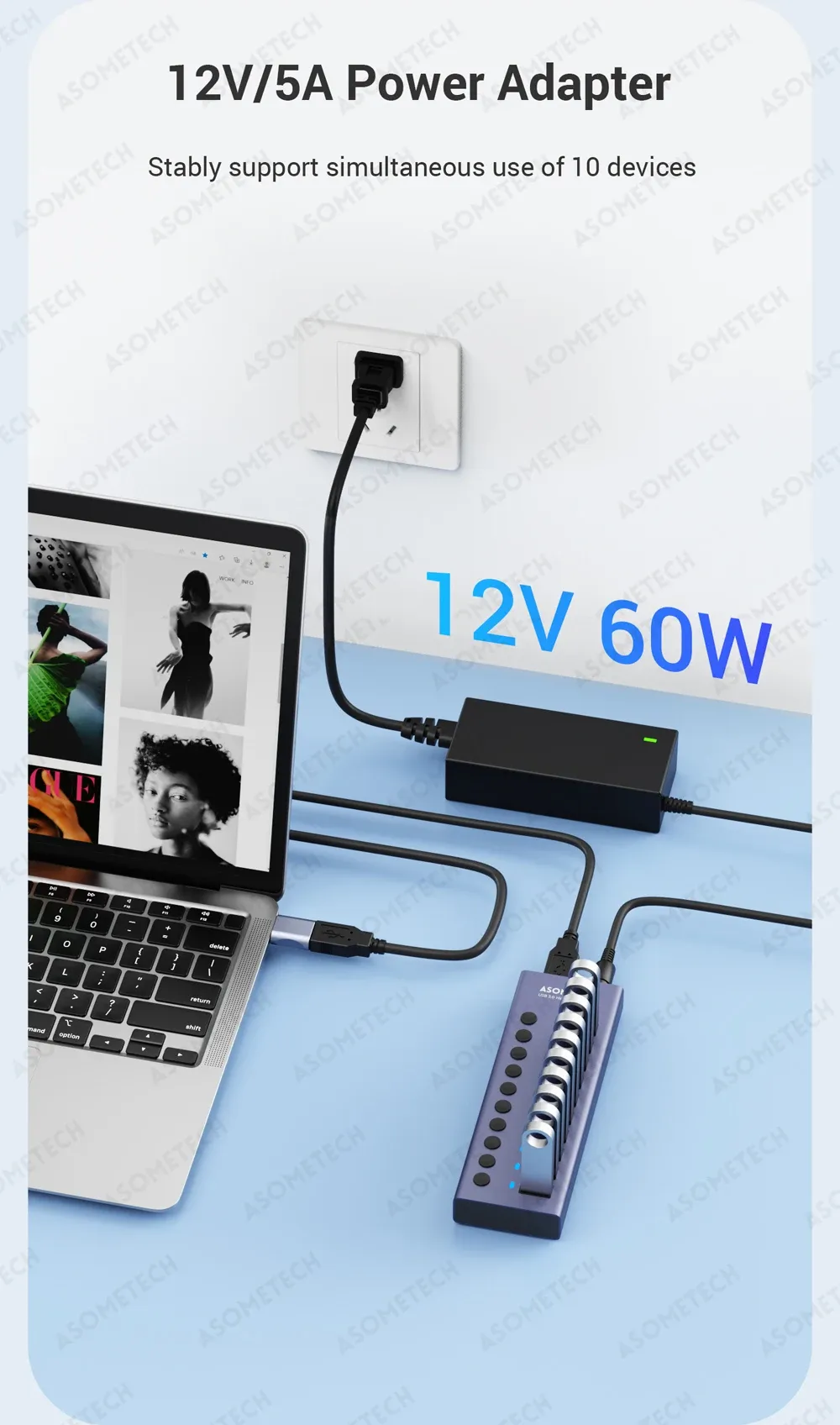 Adaptateur secteur haute puissance pour un usage simultané de plusieurs appareils