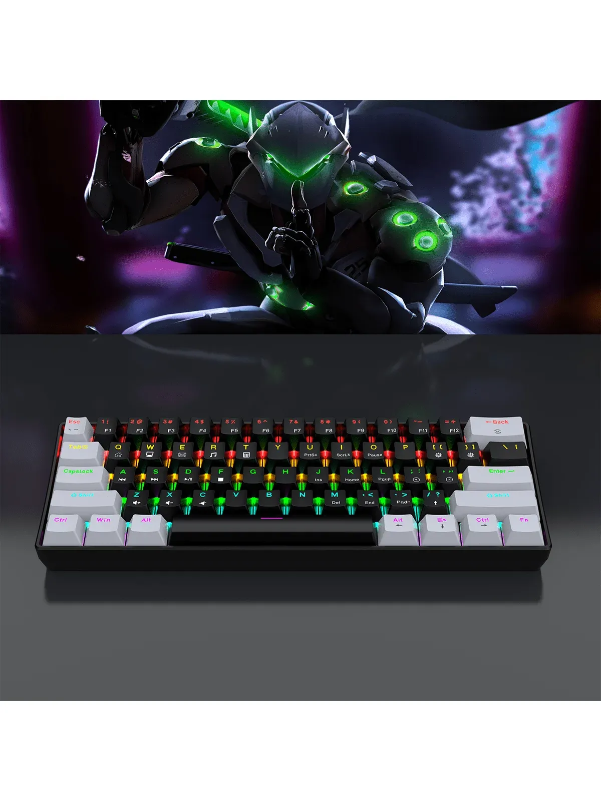 Clavier mécanique de jeu filaire 60 %, rétroéclairage RVB, disposition mini ultra compacte pour joueurs PC/Mac et dactylographes, conception idéale pour les déplacements 2